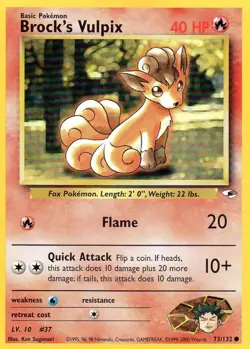 Pokemon Brock's Vulpix Card 73/132 Gym Heroes Series - Image 1