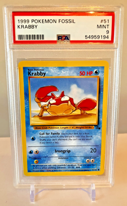 1999 Pokemon Fossil Krabby #51 PSA 9 MINT Unlimited Wizards of the Coast - Image 1