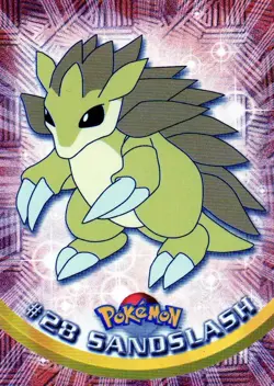 Pokemon #28 Sandsplash Card Red Logo Topps TV Animation - Image 1