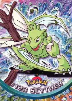 Pokemon #123 Scyther Card Blue Logo Non Holo Topps Rare - Image 1