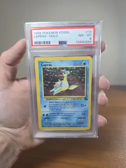 1999 Pokemon Fossil Unlimited Lapras Holo #10 PSA 8 NM-MT - Image 2