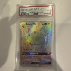 2017 POKEMON SUN & MOON SHINING LEGENDS SECRET #75 FULL ART/RAICHU GX PSA 9 - Image 1