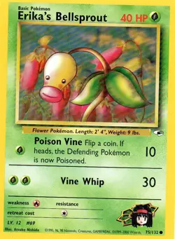 Pokemon Erika's Bellsprout Card 75/132 Gym Heroes 1st Edition TCG - Image 1