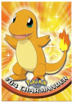 Pokemon #04 Charmander Card Topps TV Animation Blue Logo 1999 - Image 1