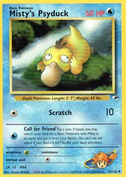 Pokemon Misty's Psyduck Card 54/132 Gym Heroes Unlimited Edition TCG WOTC - Image 1