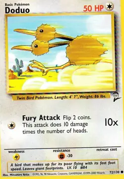 Pokemon Doduo Card 72/130 Base Set 1999 - Image 1