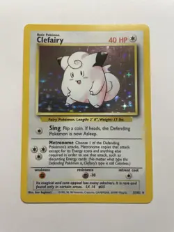 Pokemon TCG Clefairy Card 5/102 Base Set Unlimited Holo Rare - Image 1