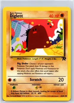 Diglett 52/82 Common Team Rocket Pokemon Unlimited NM/M 604-27 - Image 1