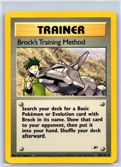 Brock's Training Method 106/132 Gym Heroes Pokemon Unlimited NM/M 610c-26 - Image 1
