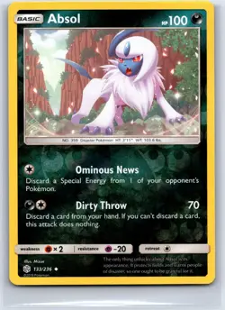 Absol 133/236 Uncommon Cosmic Eclipse Pokemon Reverse Holo NM/M 611d-27 - Image 1