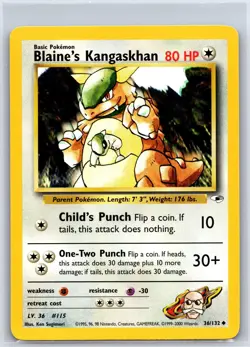 Blaine's Kangaskhan 36/132 Uncommon Gym Heroes Pokemon Unlimited NM/M 618c-15 - Image 1