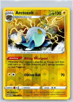 Arctozolt 066/189 Rare Darkness Ablaze Pokemon Reverse Holo NM/M 618d-22 - Image 1