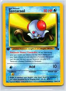 Tentacool 56/62 Common Fossil Pokemon 1st Edition NM/M 610-49 - Image 1