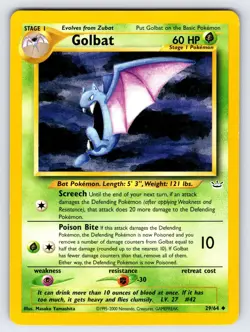 Golbat 29/64 2001 Neo Revelation Pokemon Card TCG Vintage WOTC Uncommon - Lp - Image 1