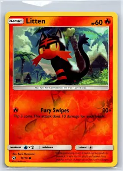 Litten 12/70 Common Dragon Majesty Pokemon Reverse Holo NM/M 528b-28 - Image 1