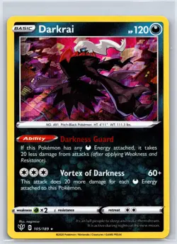 Darkrai 105/189 Holo Rare Darkness Ablaze Pokemon NM/M 604-60 - Image 1