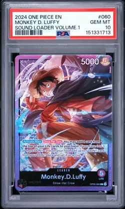 2024 ONE PIECE PROMOS SOUND LOADER VOLUME.1 #060 MONKEY D. LUFFY PSA 10 - Image 1