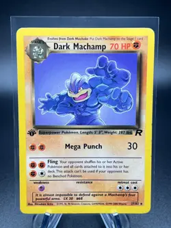 Pokemon Card - 1st Edition Dark Machamp 27/82 Team Rocket Non-Holo Rare LP - Image 1