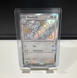 Pokemon card Maushold 210/091 SV: Paldean Fates Shiny Rare Holo HP70 EN - Image 1