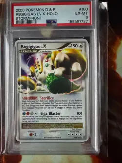 2008 POKEMON DIAMOND & PEARL STORMFRONT #100 REGIGIGAS LV.X-HOLO PSA 6 - Image 1