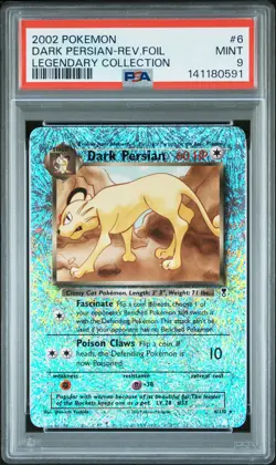 2002 POKEMON LEGENDARY COLLECTION #6 DARK PERSIAN-REVERSE FOIL PSA 9 - Image 1