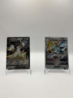 Pokemon TCG Arceus v Ultra Rare And Arceus VSTAR Metal Promo Cards - Image 1