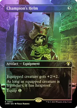 MTG FOIL Champion's Helm Borderless - Commander Masters #654 - Image 1