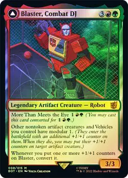 MTG FOIL Blaster, Combat DJ // Blaster, Morale Booster - Transformers #008 - Image 1