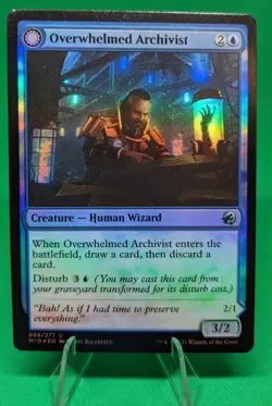 MTG Overwhelmed Archivist Archive Haunt Foil Innistrad: Midnight Hunt - Image 1