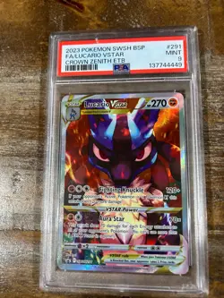 POKEMON 2023 Promo Crown Zenith LUCARIO Full Art VStar #291 ETB PSA 9 RARE 5 - Image 1