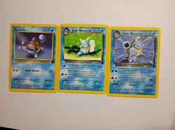 Pokemon Card Squirtle 68/82 Dark Wartortle 46/82 Dark Blastoise 20/82 NonHolo HP - Image 1