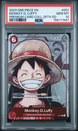 One Piece Monkey D. Luffy Premium Coll. 25th P-001 PSA 10 - Image 1