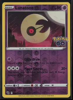 Lunatone 034/078 Pokemon Pokemon GO Uncommon Near Mint Reverse Holo - Image 1