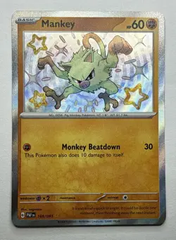 Mankey Pokemon Paldean Fates 169/091 Shiny Holo Rare Near Mint - Image 1