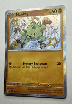 Mankey Pokemon Paldean Fates 169/091 Shiny Holo Rare Near Mint - Image 3