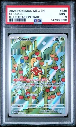 Shuckle #136 2025 Pokemon Mega Evolution Illustration Rare PSA 9 - Image 1