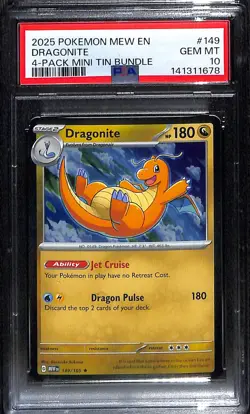 Pokemon Dragonite 149/165 Cosmos Holo Sam's Club Exclusive PSA 10 - Image 1