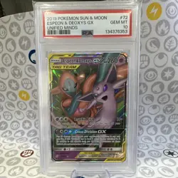 The Pokemon Company Espeon & Deoxys GX 72/236 Unified Minds Holo PSA 10 - Image 1