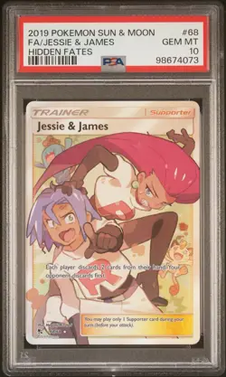 2019 Pokemon SM Hidden Fates Jessie & James Ultra Rare #68/68 | PSA 10 GEM MINT - Image 1