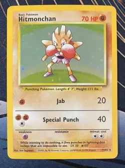 Hitmonchan 7/102 1999 Pokemon Base Set Holo Unlimited - Image 3