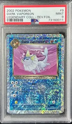 2002 POKEMON LEGENDARY COLLECTION #9 DARK VAPOREON-REVERSE FOIL PSA 9 POP 249 - Image 1