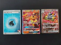 Pokemon TCG Bundle X3 Cards Turtonator GX, Revavroom Ex SIR & League Energy Mint - Image 1