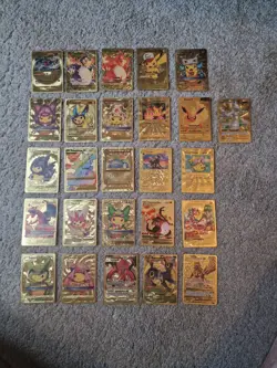 Gold Foil Pokemon Card Bundle Light Play Fan Art Fan Made Tcg Card Rare - Image 1