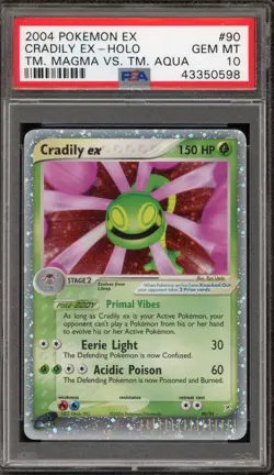 Pokemon Cradily ex EX TM Magma Vs TM Aqua Holo Ultra Rare #90 PSA 10 Gem Mint - Image 1