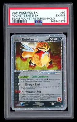 Rocket's Entei EX Holo 97/109 Team Rocket Returns Pokemon PSA 6 - Image 1