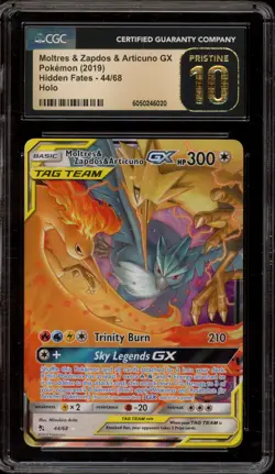 Pokemon Moltres & Zapdos & Articuno GX Hidden Fates Holo #44 CGC 10 Pristine - Image 1