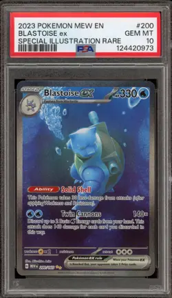 Pokemon Blastoise ex 151 MEW EN Special Illustration Rare #200 PSA 10 Gem Mint - Image 1