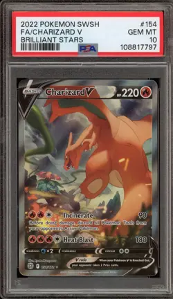 Pokemon Charizard V Brilliant Stars Full Alt Art #154 PSA 10 Gem Mint - Image 1