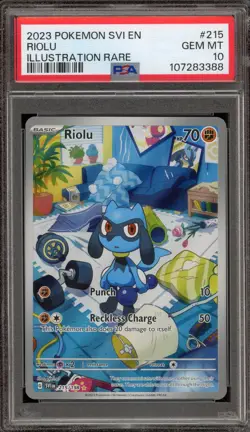 Pokemon Riolu Scarlet & Violet Illustration Rare #215 PSA 10 Gem Mint - Image 1