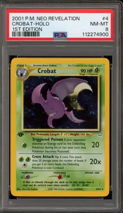 Pokemon Crobat Neo Revelation 1st Edition Holo Rare #4 PSA 8 - Image 1